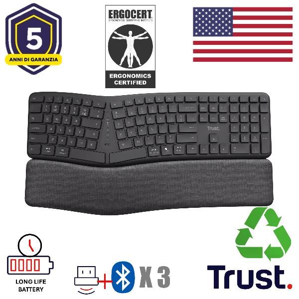 KEYRA ERGO MULTI WRLS KEYBOARD US
